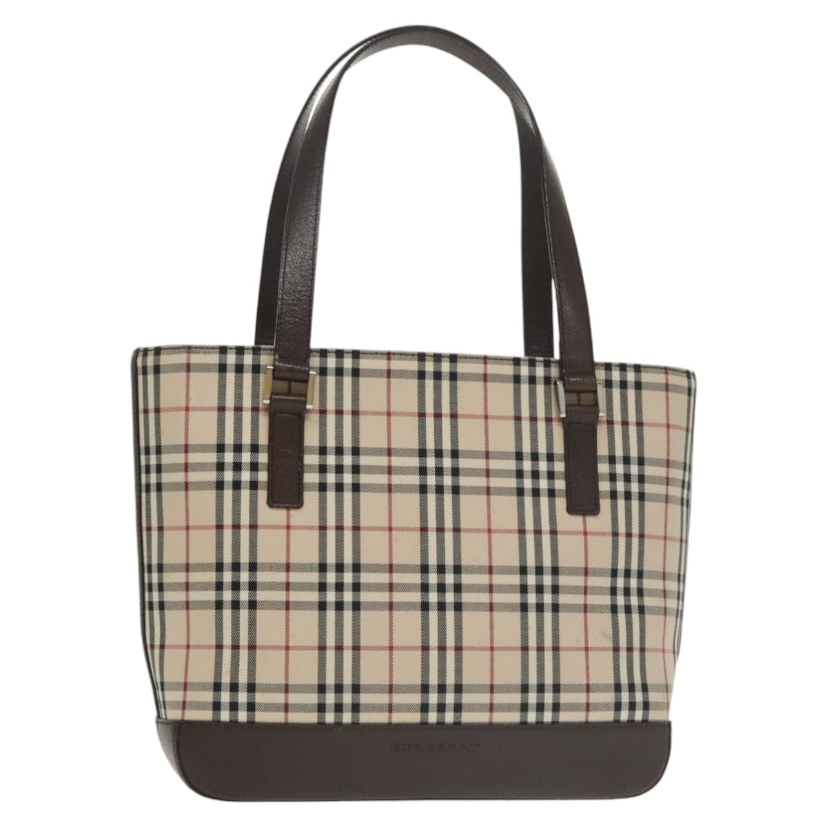 BURBERRY Nova Check Hand Bag Canvas Leather Beige Auth 102243