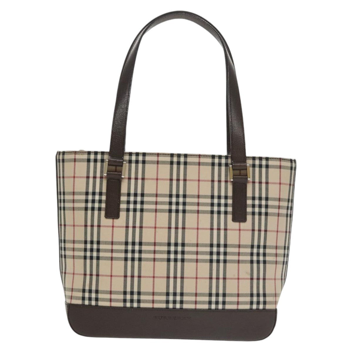 BURBERRY Nova Check Hand Bag Canvas Leather Beige Auth 102243 - 0