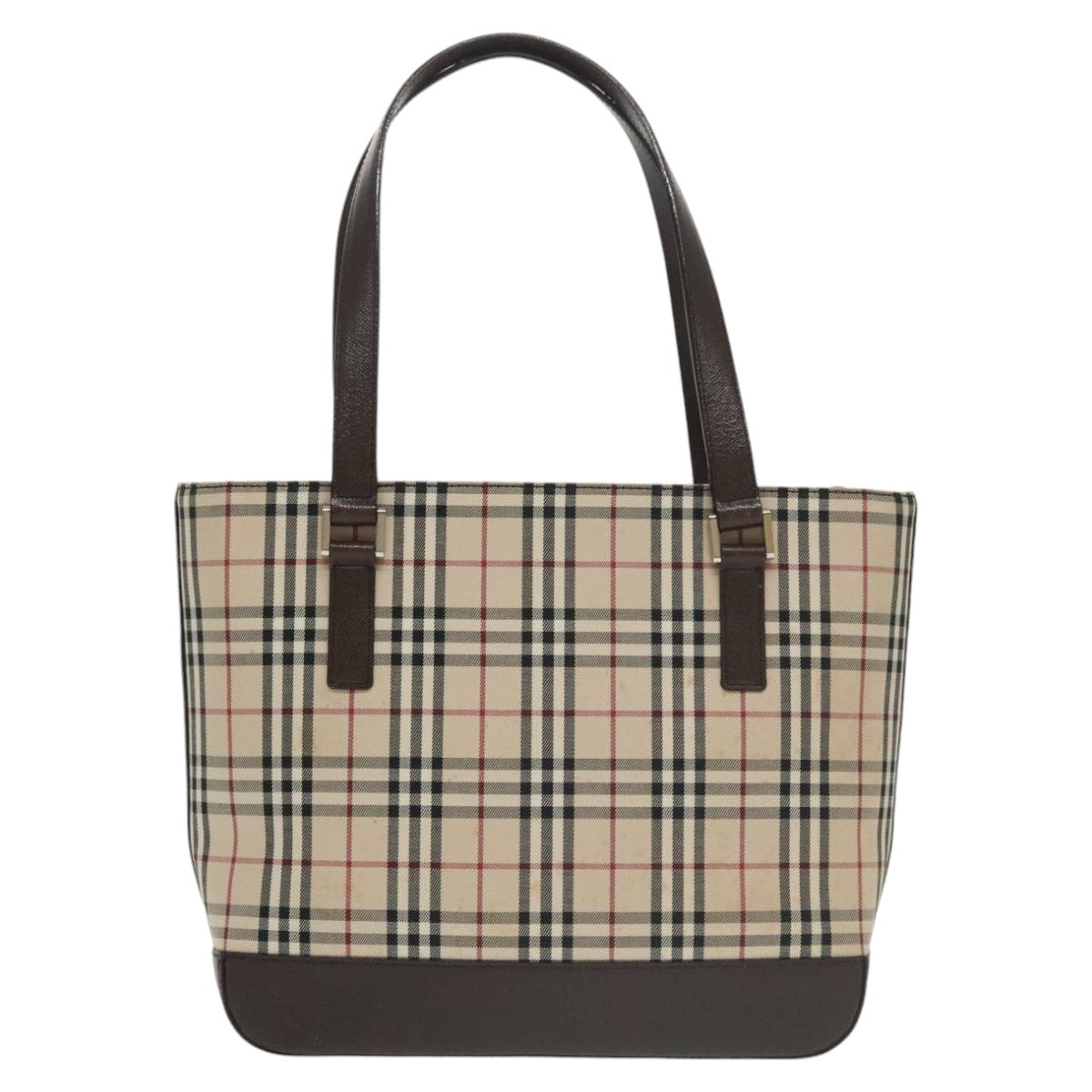 BURBERRY Nova Check Hand Bag Canvas Leather Beige Auth 102243