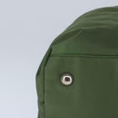 PRADA Hand Bag Nylon leather 2way Khaki Dark Brown Silver Auth 102248-14