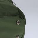 PRADA Hand Bag Nylon leather 2way Khaki Dark Brown Silver Auth 102248-15