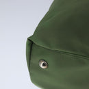 PRADA Hand Bag Nylon leather 2way Khaki Dark Brown Silver Auth 102248-16