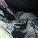 PRADA Hand Bag Nylon leather 2way Khaki Dark Brown Silver Auth 102248-19