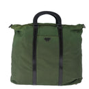 PRADA Hand Bag Nylon leather 2way Khaki Dark Brown Silver Auth 102248-13