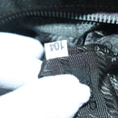 PRADA Hand Bag Nylon leather 2way Khaki Dark Brown Silver Auth 102248-12