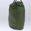 PRADA Hand Bag Nylon leather 2way Khaki Dark Brown Silver Auth 102248-3