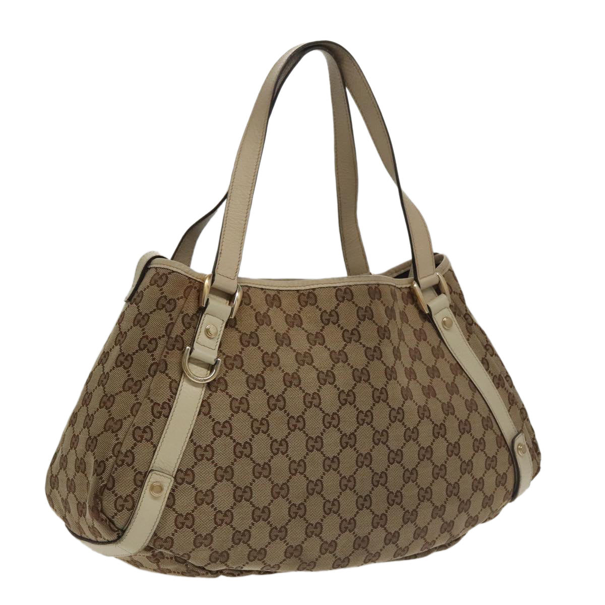 GUCCI GG Canvas Abbey Tote Bag Beige Gold 130736 Auth 102266