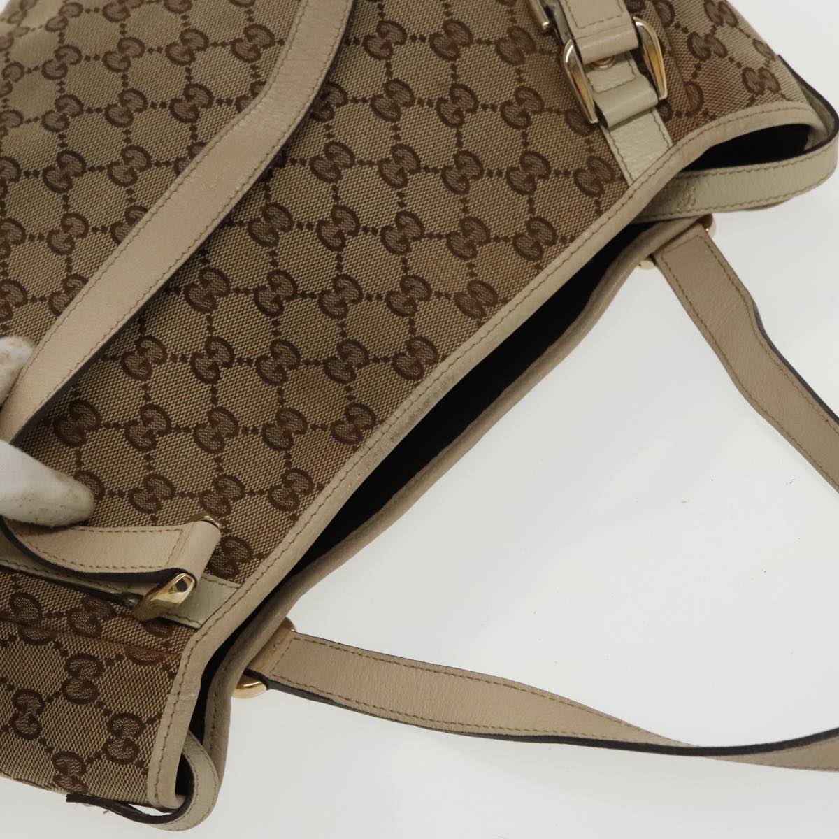 GUCCI GG Canvas Abbey Tote Bag Beige Gold 130736 Auth 102266