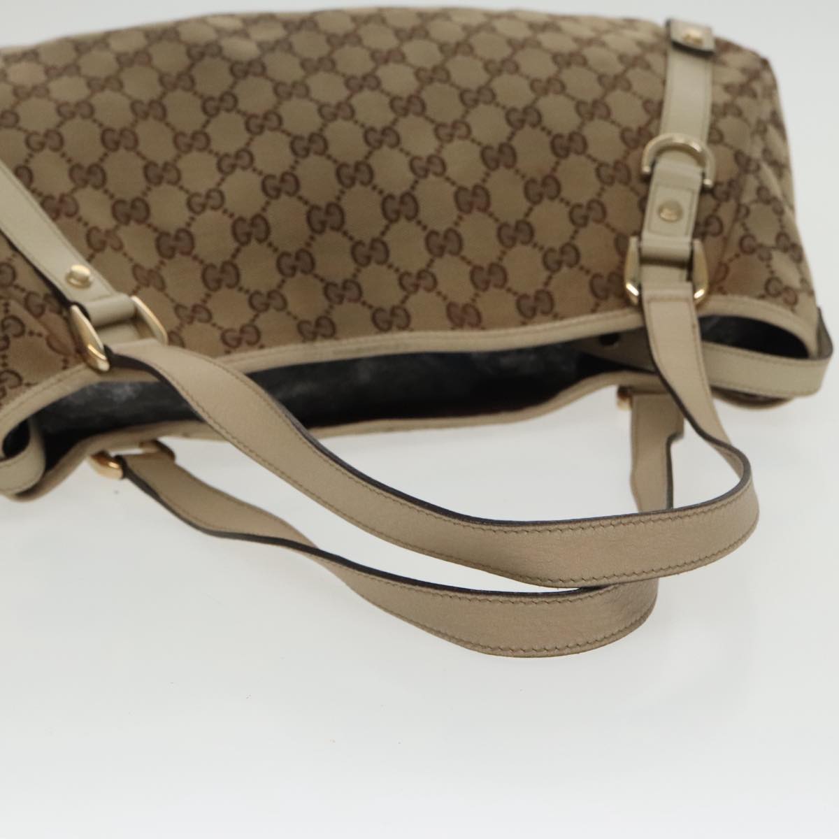 GUCCI GG Canvas Abbey Tote Bag Beige Gold 130736 Auth 102266