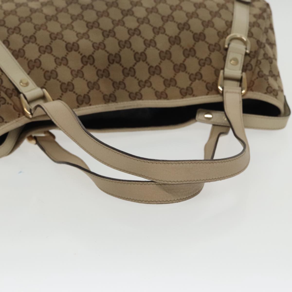 GUCCI GG Canvas Abbey Tote Bag Beige Gold 130736 Auth 102266