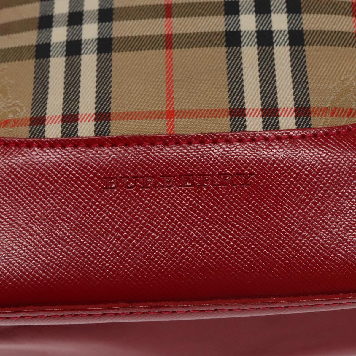 BURBERRY Nova Check Hand Bag Canvas Leather Beige Red Auth 102276