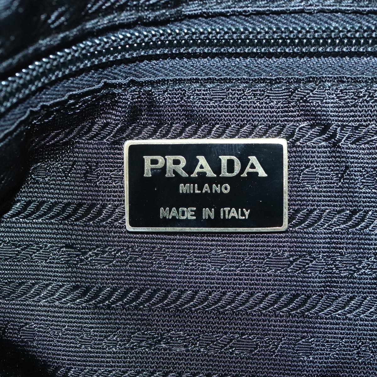 PRADA Tote Bag Nylon Leather Black Brown Gold Auth 102285