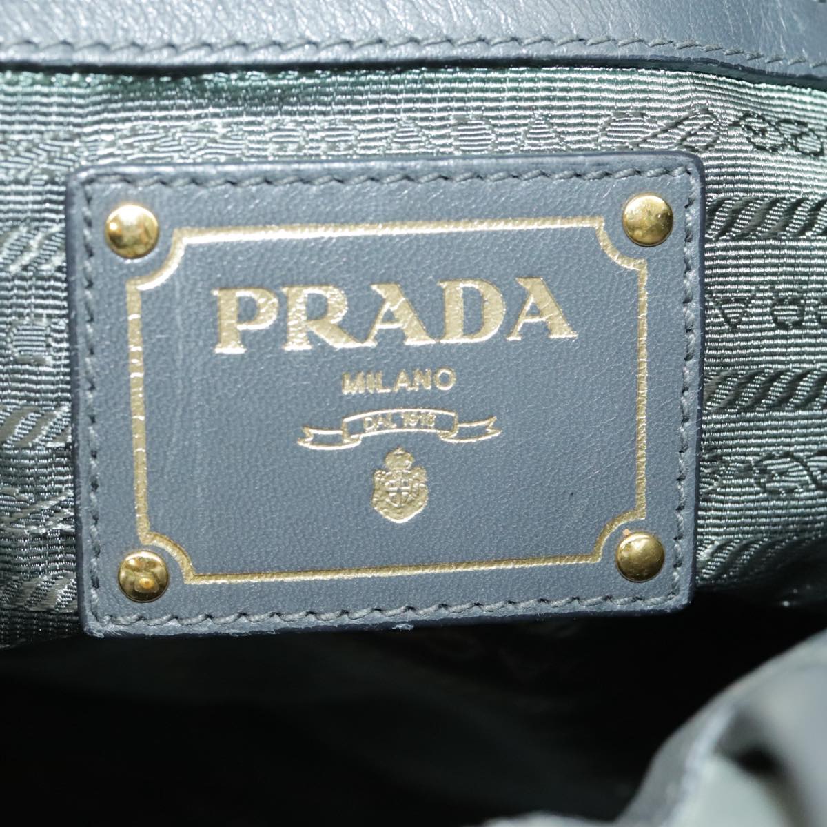 PRADA Hand Bag Nylon 2way Khaki Gold Auth 102289