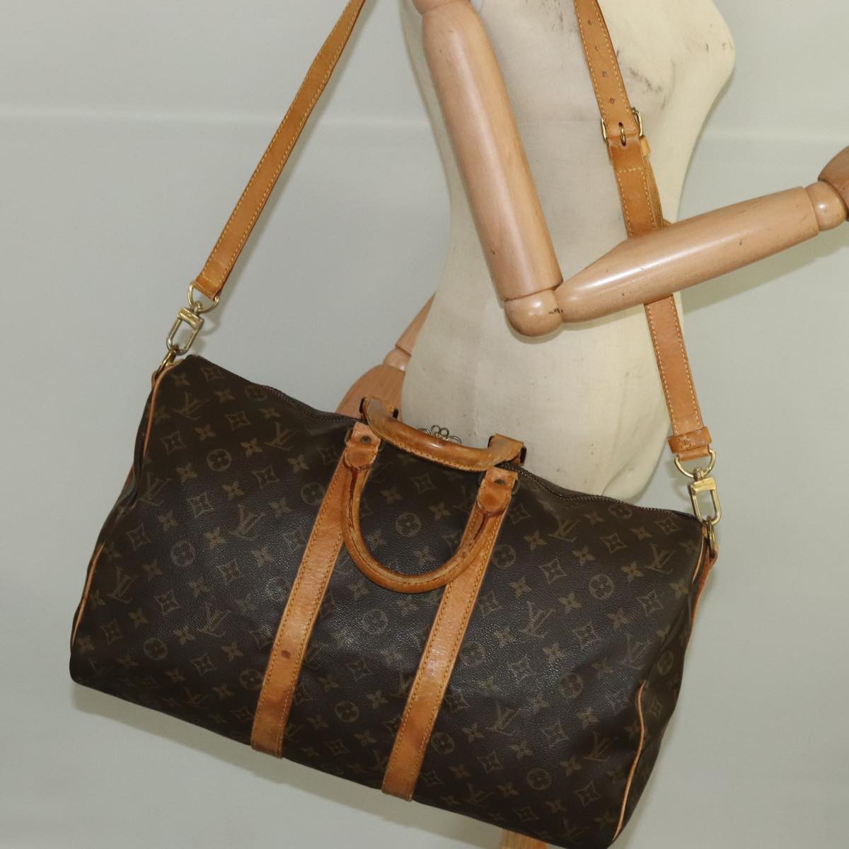 LOUIS VUITTON Monogram Keepall Bandouliere 45 Boston Bag M41418 LV Auth 102312