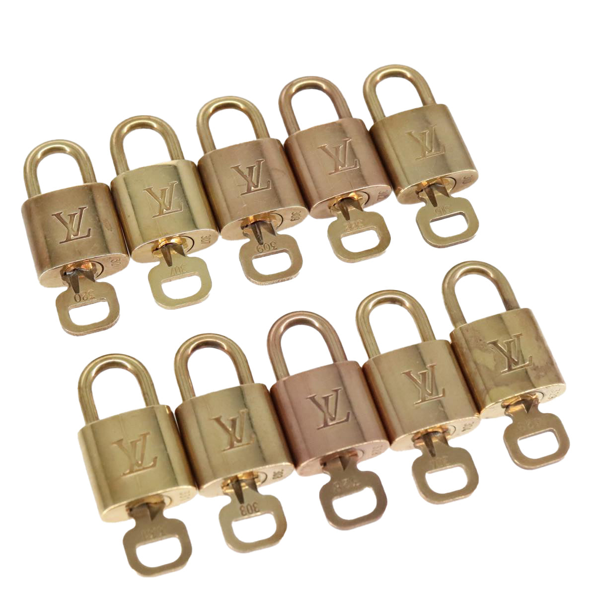 LOUIS VUITTON Padlock 10set metal Gold Tone LV Auth 102329