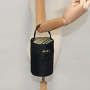 Burberrys Vanity Pouch Nylon Black Gold Auth 102332-20