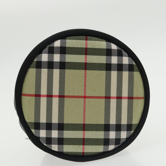 Burberrys Vanity Pouch Nylon Black Gold Auth 102332