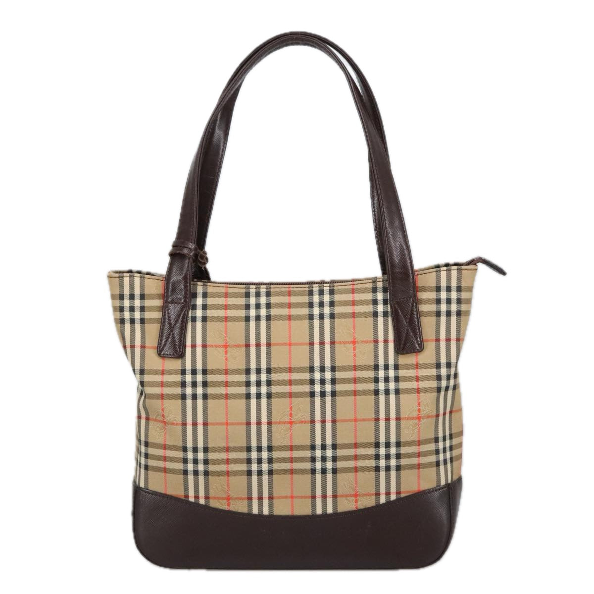 BURBERRY Nova Check Hand Bag Canvas  Leather Beige Auth 102334 - 0