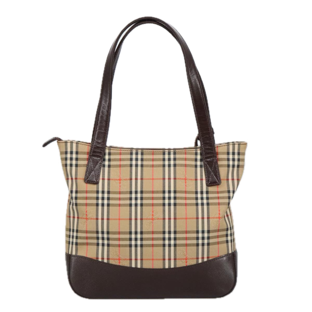 BURBERRY Nova Check Hand Bag Canvas  Leather Beige Auth 102334