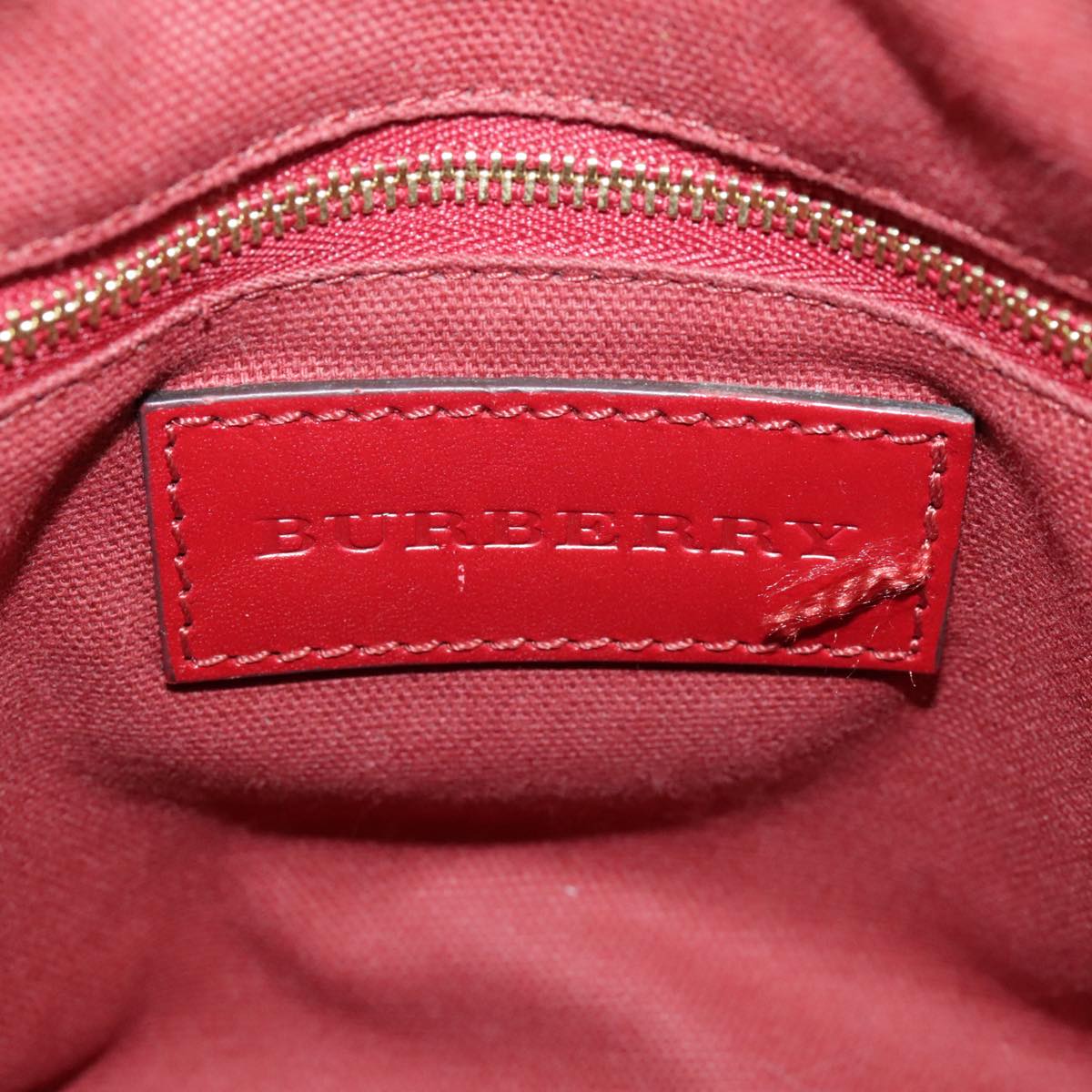 BURBERRY Nova Check Hand Bag PVC Leather 2way Beige Red Auth 102341