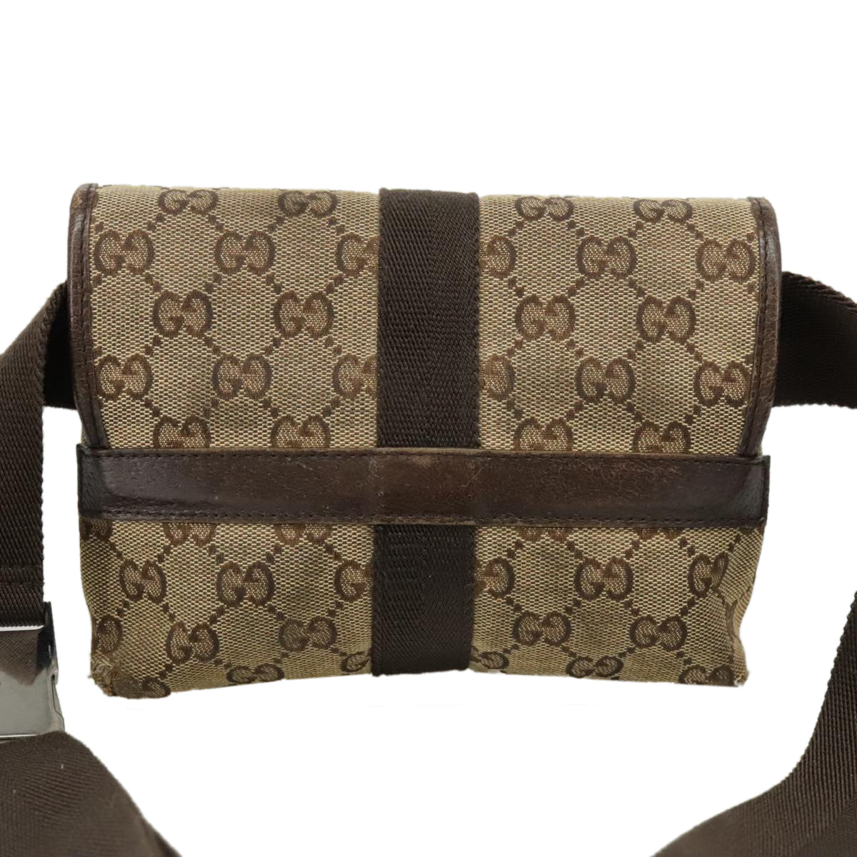 GUCCI GG Canvas Waist bag Beige Auth 102344