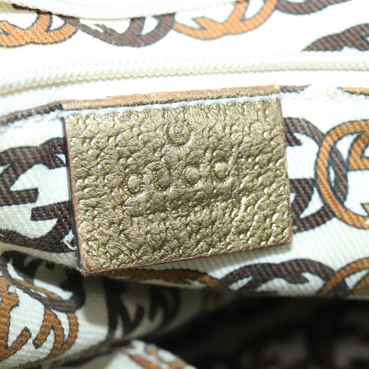 GUCCI GG Canvas Tote Bag Beige Gold Auth 102347