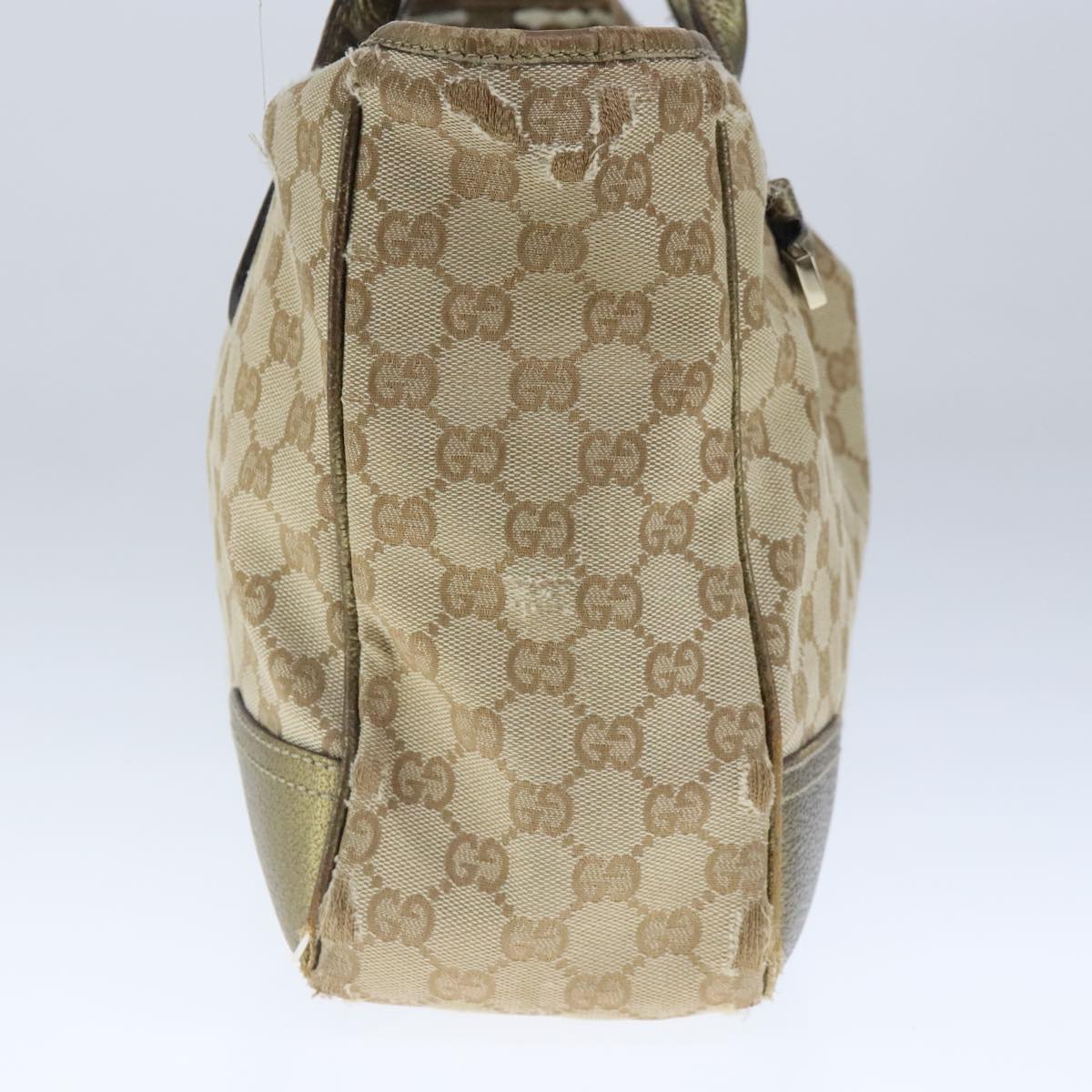 GUCCI GG Canvas Tote Bag Beige Gold Auth 102347