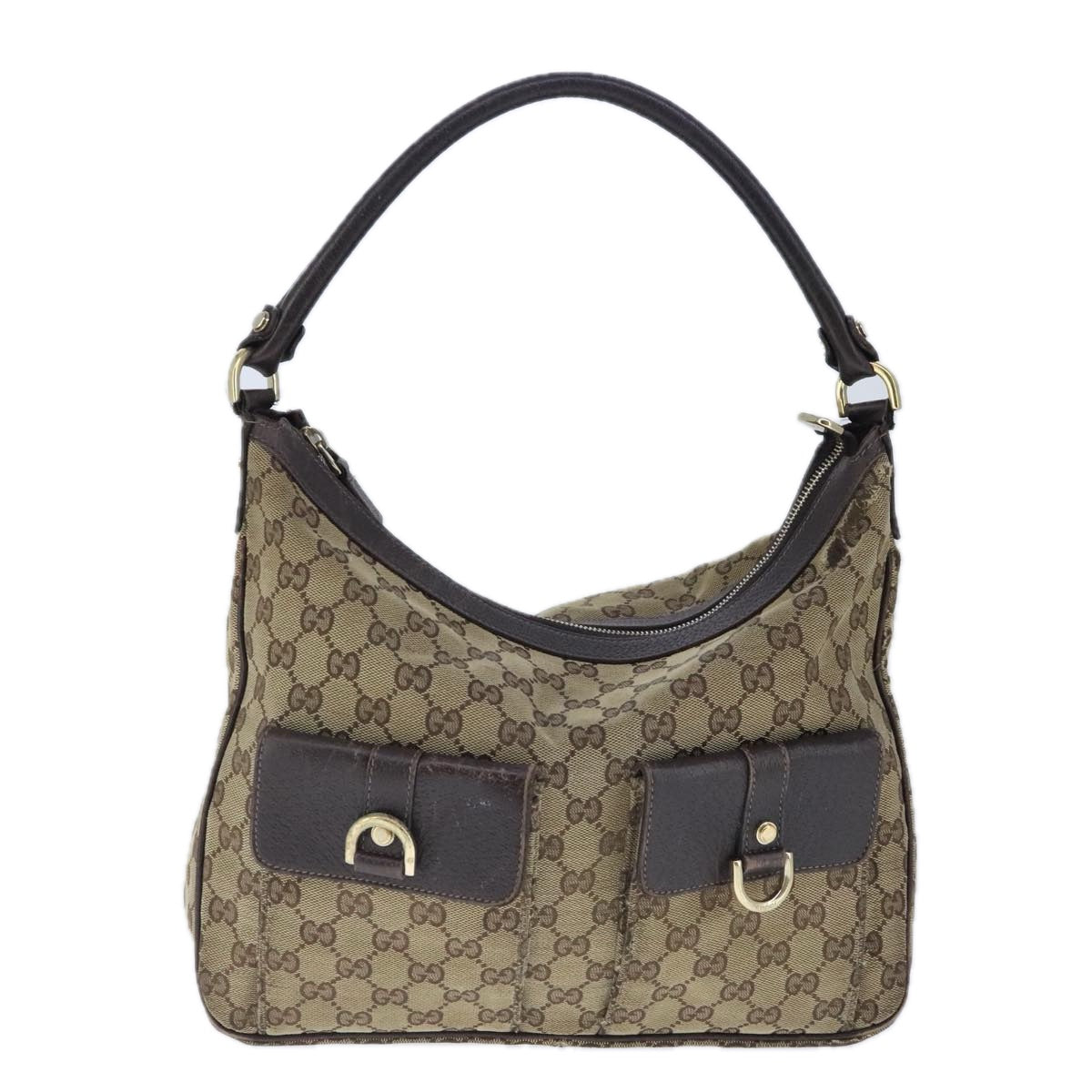 GUCCI GG Canvas Shoulder Bag Beige Auth 102348