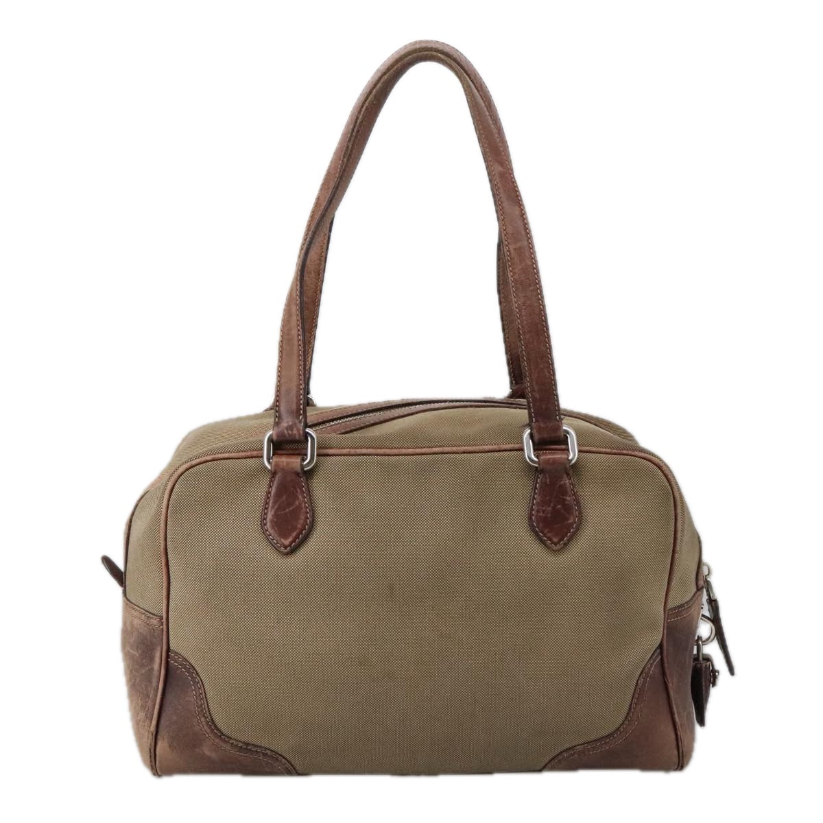 PRADA Shoulder Bag Canvas Beige Auth 102352