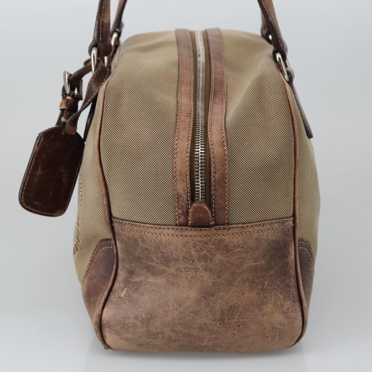 PRADA Shoulder Bag Canvas Beige Auth 102352