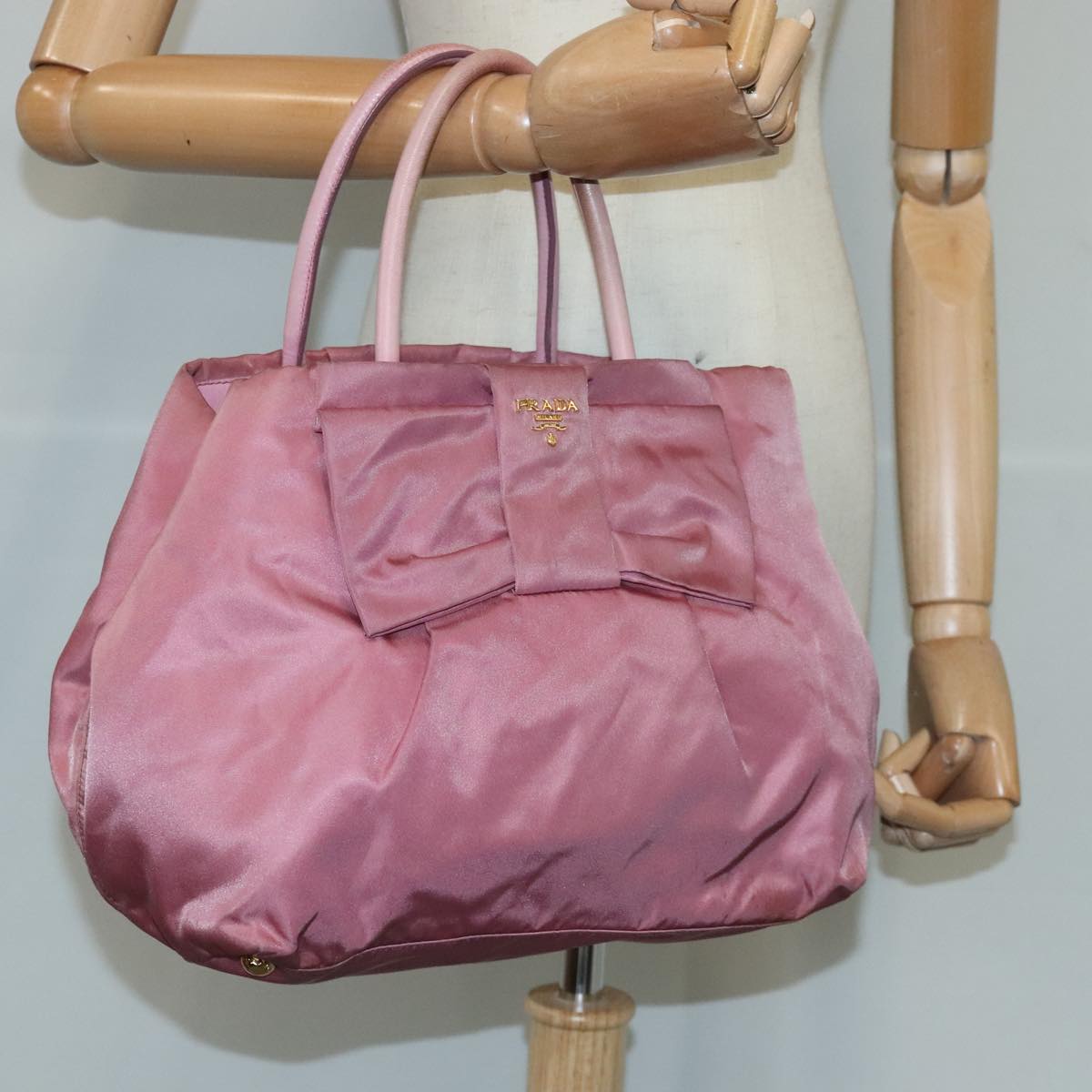 PRADA Hand Bag Nylon Pink Auth 102357