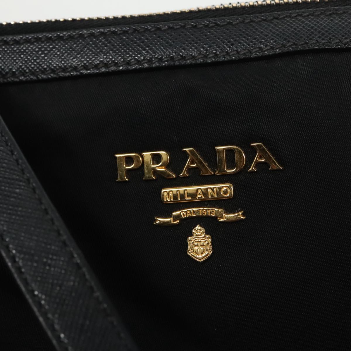 PRADA Tote Bag Nylon Black Auth 102358