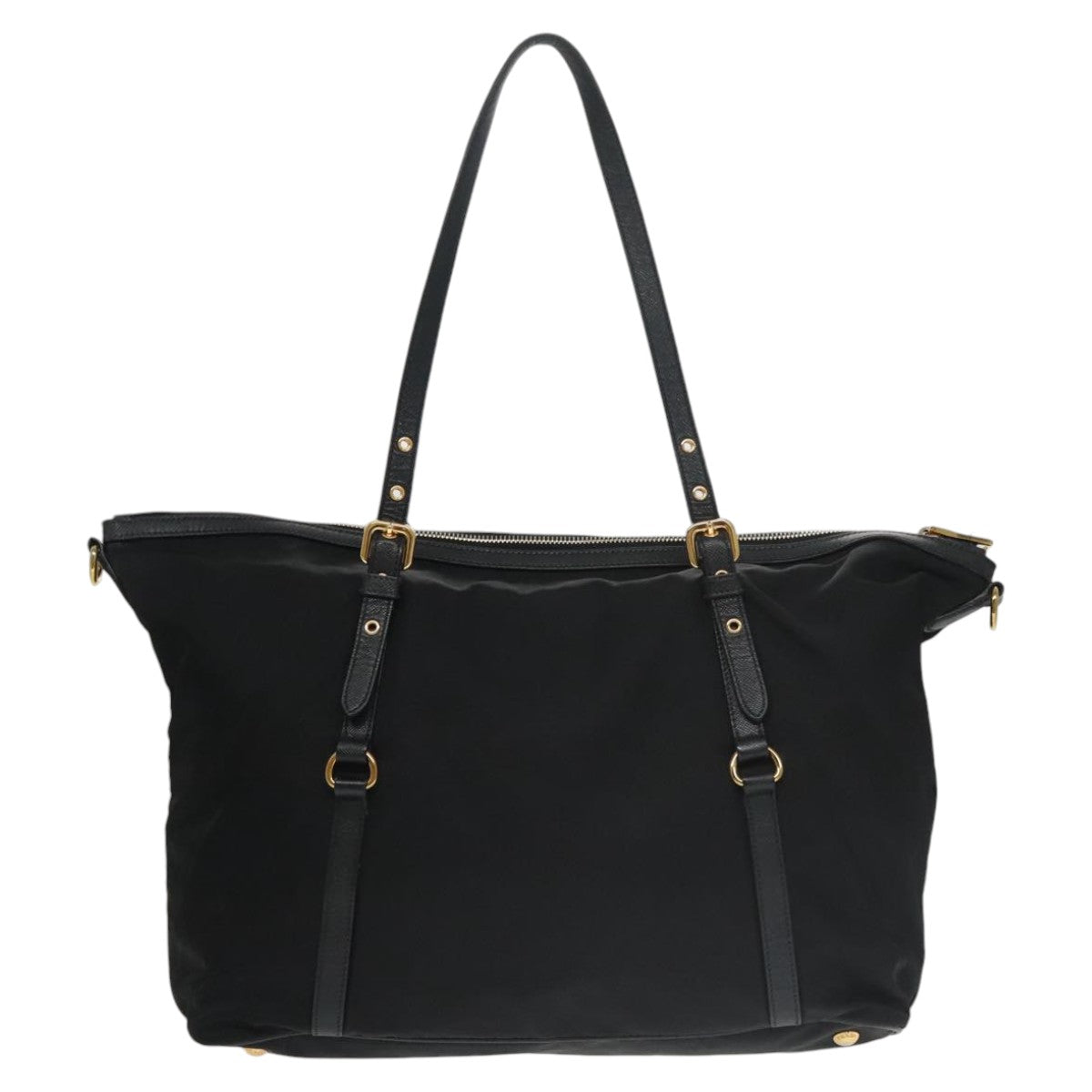 PRADA Tote Bag Nylon Black Auth 102358