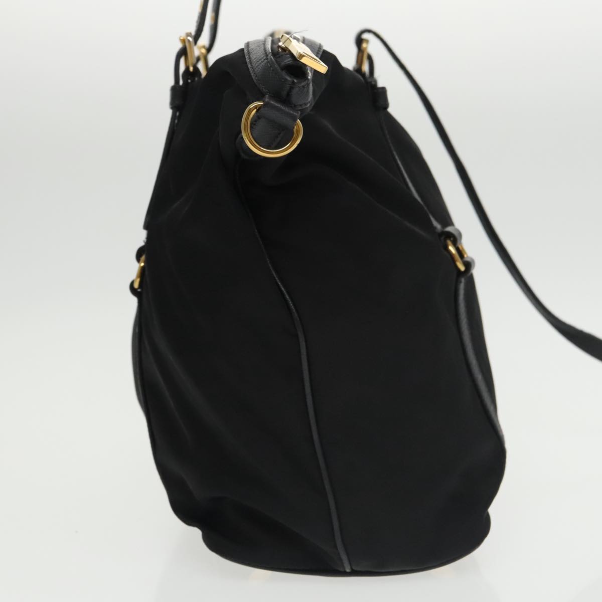 PRADA Tote Bag Nylon Black Auth 102358