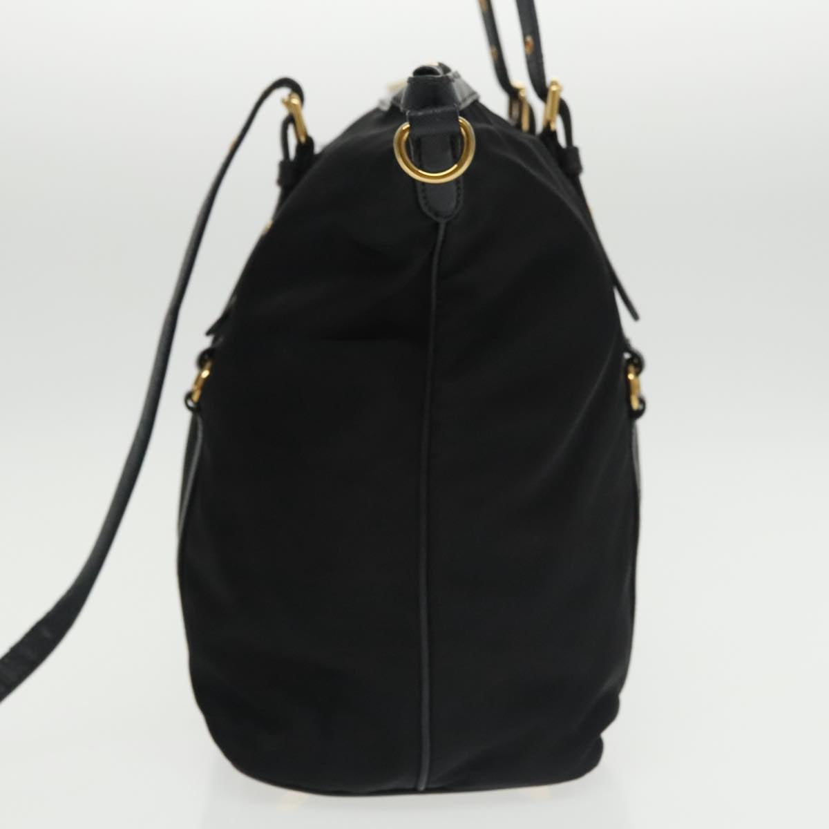 PRADA Tote Bag Nylon Black Auth 102358