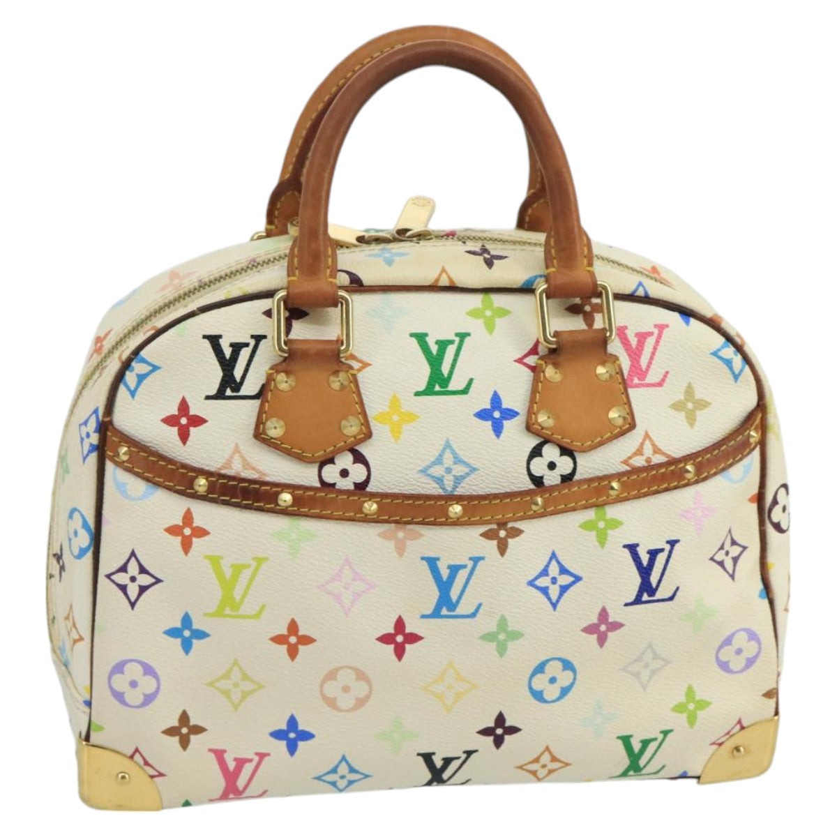 LOUIS VUITTON Monogram Multicolor Trouville Hand Bag White M92663 LV Auth 102366