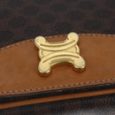 CELINE Macadam Canvas Shoulder Bag PVC Leather Brown Gold Auth 102371-14