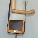 CELINE Macadam Canvas Shoulder Bag PVC Leather Brown Gold Auth 102371-22