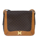CELINE Macadam Canvas Shoulder Bag PVC Leather Brown Gold Auth 102371-2