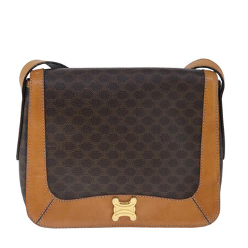CELINE Macadam Canvas Shoulder Bag PVC Leather Brown Gold Auth 102371 - 0