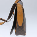 CELINE Macadam Canvas Shoulder Bag PVC Leather Brown Gold Auth 102371-5