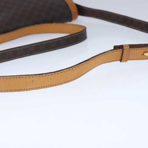 CELINE Macadam Canvas Shoulder Bag PVC Leather Brown Gold Auth 102371