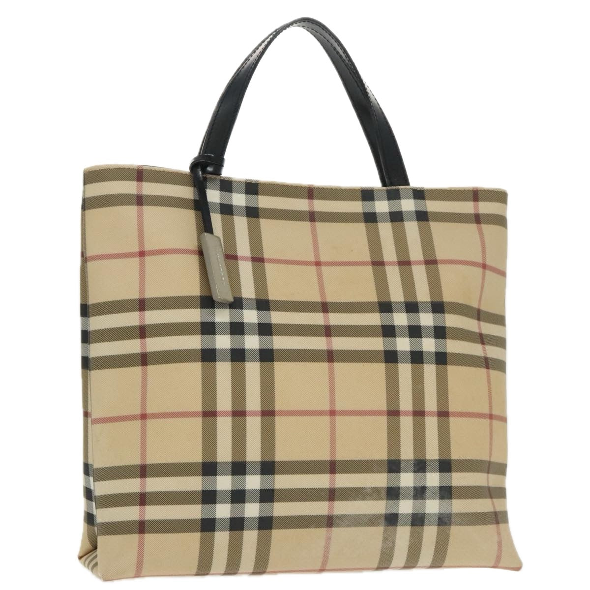 BURBERRY Nova Check Hand Bag PVC Beige Auth 102372