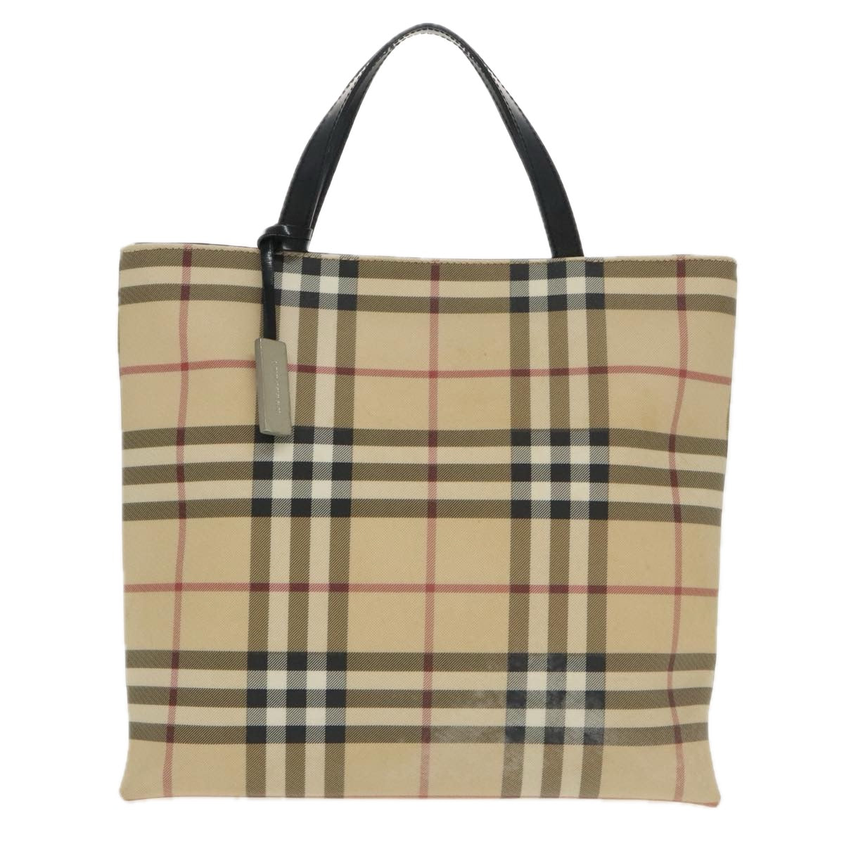 BURBERRY Nova Check Hand Bag PVC Beige Auth 102372 - 0