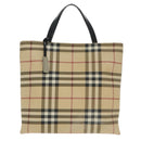 BURBERRY Nova Check Hand Bag PVC Beige Auth 102372-2