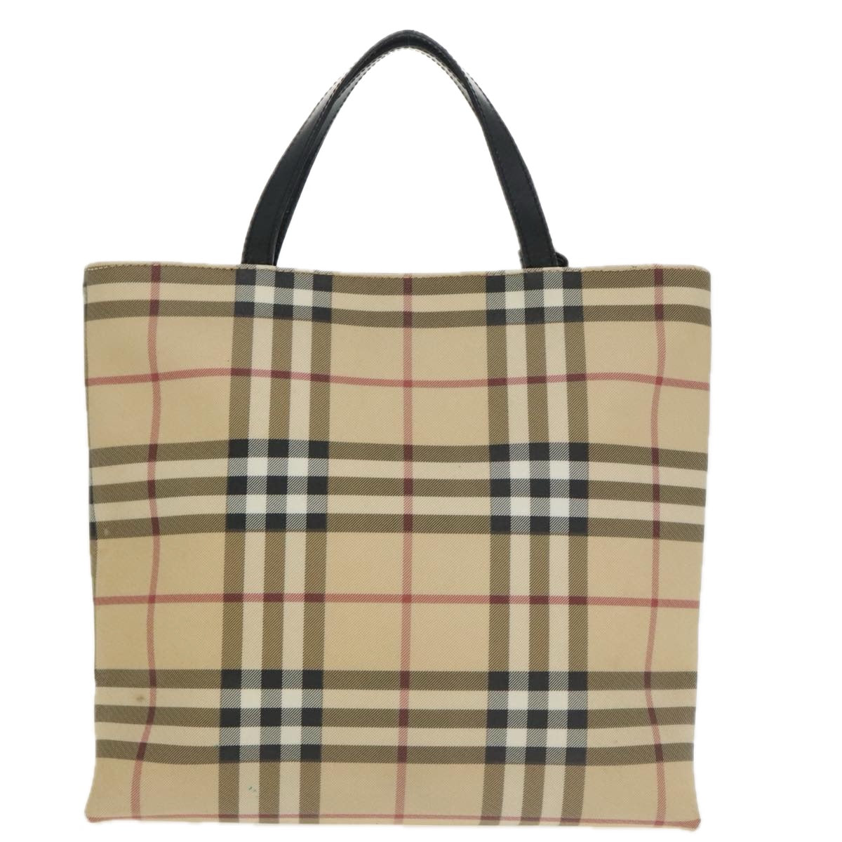 BURBERRY Nova Check Hand Bag PVC Beige Auth 102372