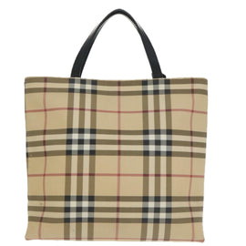 BURBERRY Nova Check Hand Bag PVC Beige Auth 102372 - 0