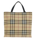 BURBERRY Nova Check Hand Bag PVC Beige Auth 102372-3