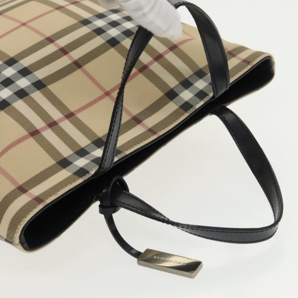BURBERRY Nova Check Hand Bag PVC Beige Auth 102372
