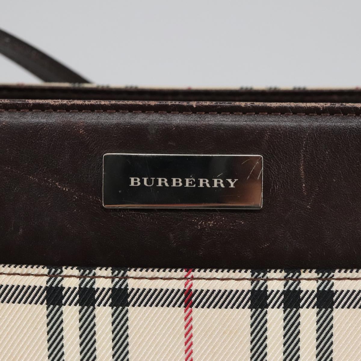 BURBERRY Nova Check Shoulder Bag Canvas Beige Auth 102373